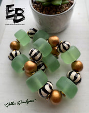 Load image into Gallery viewer, “Golden Eucalyptus” Gaudy Stretch Bracelet