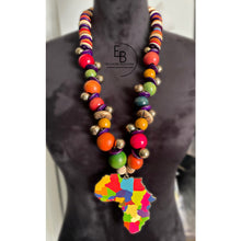 Load image into Gallery viewer, “Kuangalia” Vibrant Wood & Metal Statement Necklace