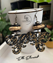 Load image into Gallery viewer, “Elle Elevated” Black & Matte Gold Elephant Earrings