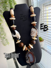 Load image into Gallery viewer, “Agate Delight” Oversized Agate, Wood & Brass Necklace