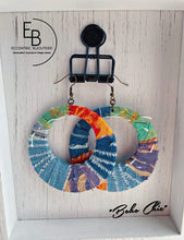 Load image into Gallery viewer, "Boho Chic" Fabric Wrapped Wood Hoop Earrings