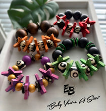 Load image into Gallery viewer, “Baby You’re A Star” Oversized Bone &Wood Stretch Bracelets