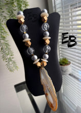 Load image into Gallery viewer, “Silver Lining” Agate, Resin & Wood Necklace