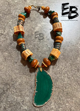 Load image into Gallery viewer, “Woods & Oceans” Agate & Bone Necklace
