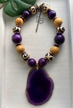 Load image into Gallery viewer, “Exotic Plum” Bone & Agate Statement Necklace