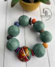 Load image into Gallery viewer, “Rahji” Chunky Authentic Handcrafted Ceramic Bead Stretch Bracelet