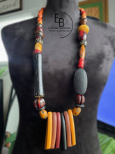Load image into Gallery viewer, “The Horn Section” Long Wood & Horn Abstract Necklace