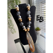 Load image into Gallery viewer, “Silver Lining” Agate, Resin & Wood Necklace