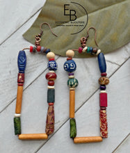 Load image into Gallery viewer, "Jazz In The Key Of Funk" Wire & Bead Wrapped Rectangle Earrings