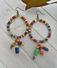 Load image into Gallery viewer, "Circle of Life" Vibrant Colorful Bone Bead Hoops