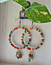 Load image into Gallery viewer, "Circle of Life" Vibrant Colorful Bone Bead Hoops