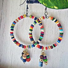 Load image into Gallery viewer, "Circle of Life" Vibrant Colorful Bone Bead Hoops