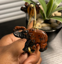 Load image into Gallery viewer, “Elle” Mahogany Obsidian Gemstone Elephant Bangle
