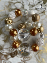 Load image into Gallery viewer, “Golden Snowflake” Pearl Theme Stretch Bracelet
