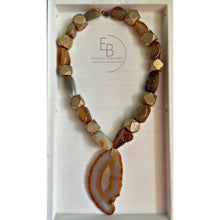 Load image into Gallery viewer, “Golden Time Of Day” Agate Slice Beaded Necklace
