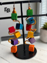 Load image into Gallery viewer, “A Maze Zing” Wood &amp; Aluminum Dangle Earrings
