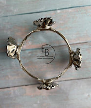 Load image into Gallery viewer, “Vintage Rose” Antique Silver Acrylic Bangle
