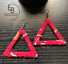 Load image into Gallery viewer, Shredded Pyramid Fabric Triangle Earrings
