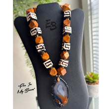 Load image into Gallery viewer, “Fire In My Bones” Dramatic Agate &amp; Bone Statement Necklace
