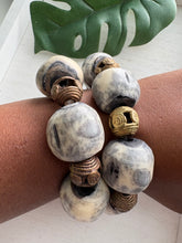 Load image into Gallery viewer, “Ivory Coast” Authentic Bone &amp; Brass Stretch Bracelets
