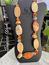 Load image into Gallery viewer, “Autumn Orange” Mixed Agate &amp; Wood Necklace
