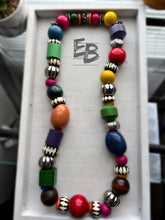 Load image into Gallery viewer, “Hoorah” Vibrant Wood &amp; Bone Necklace
