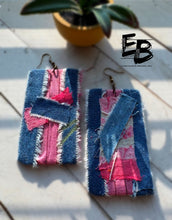 Load image into Gallery viewer, “Patches On The Block” Mixed Fabric Earrings
