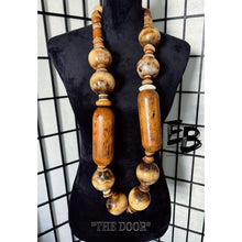 Load image into Gallery viewer, “The Door” Vintage Wood &amp; Resin Exaggerated Statement Necklace
