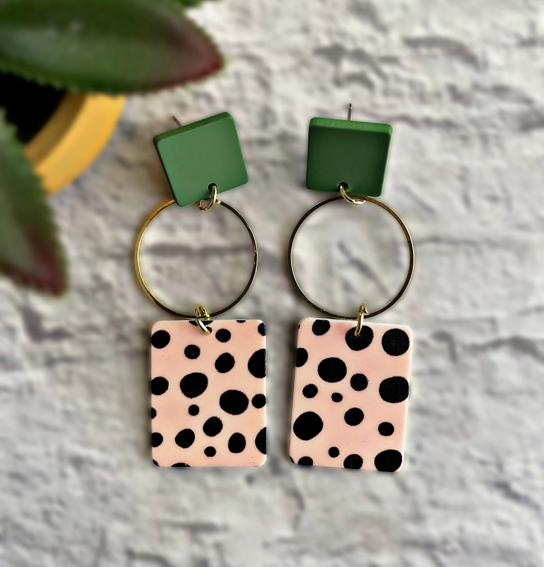 “Polka Dot Spot” Resin Dangle Earrings