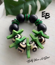 Load image into Gallery viewer, “Baby You’re A Star” Oversized Bone &amp;Wood Stretch Bracelets
