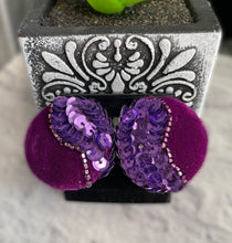 Load image into Gallery viewer, CLIP ON &quot;Purple Dreams&quot; Vintage Velvet &amp; Sequin Earrings
