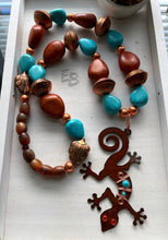Load image into Gallery viewer, “Lizzie Blue” Long Exotic Copper &amp; Turquoise Necklace
