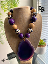 Load image into Gallery viewer, “Exotic Plum” Bone &amp; Agate Statement Necklace
