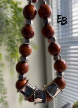 Load image into Gallery viewer, “Rock Steady” Oversized Wood &amp; Silver Necklace

