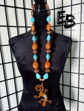 Load image into Gallery viewer, “Lizzie Blue” Long Exotic Copper &amp; Turquoise Necklace
