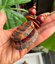 Load image into Gallery viewer, “Pretty Rough” Hand-painted Natural Tree Wood Slice Dangle Earrings
