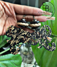 Load image into Gallery viewer, “Elle Elevated” Black &amp; Matte Gold Elephant Earrings
