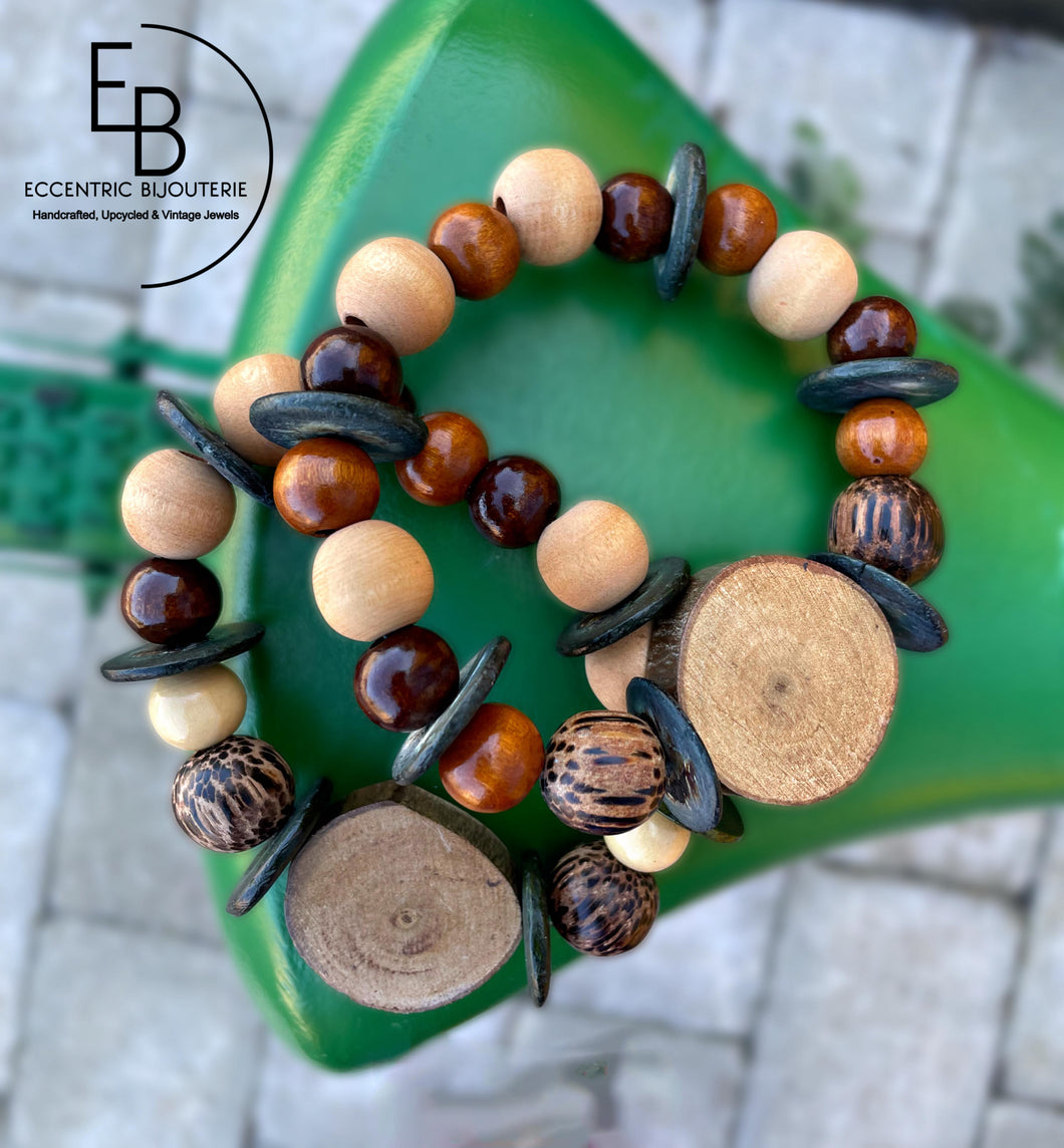 Unisex Raw Wood Stretch Bracelet