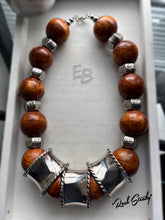 Load image into Gallery viewer, “Rock Steady” Oversized Wood &amp; Silver Necklace
