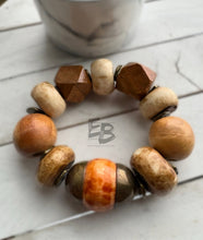 Load image into Gallery viewer, “Rustic Brass” Chunky Bone &amp; Brass Unisex Stretch Bracelet
