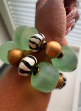 Load image into Gallery viewer, “Golden Eucalyptus” Gaudy Stretch Bracelet
