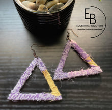 Load image into Gallery viewer, Shredded Pyramid Fabric Triangle Earrings
