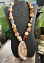 Load image into Gallery viewer, “Golden Time Of Day” Agate Slice Beaded Necklace
