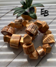 Load image into Gallery viewer, “Brazen Bonez” Gaudy Bone &amp; Wood Stretch Bracelets
