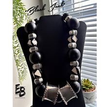Load image into Gallery viewer, “Black Jack” Oversized Wood &amp; Silver Necklace
