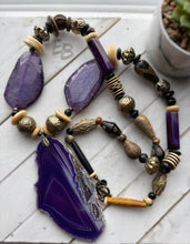 Load image into Gallery viewer, “Brazen Plum” Fine Agate, Stone &amp; Metals Necklace
