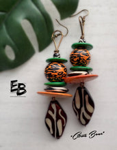 Load image into Gallery viewer, “Mango Zebra” Dangle Earrings
