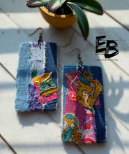Load image into Gallery viewer, “Patches On The Block” Mixed Fabric Earrings
