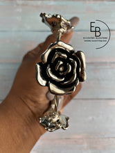 Load image into Gallery viewer, “Vintage Rose” Antique Silver Acrylic Bangle
