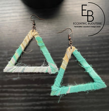 Load image into Gallery viewer, Shredded Pyramid Fabric Triangle Earrings
